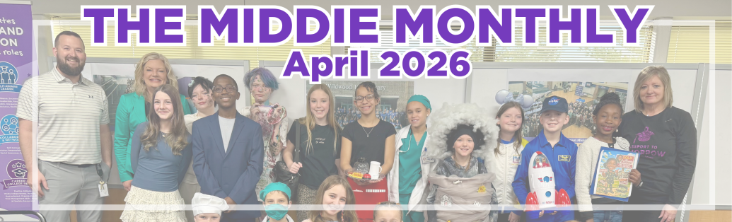 group photo of elementary students dressed in future career uniforms